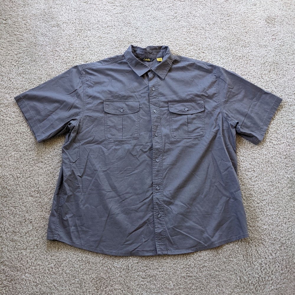Cabela's Button Up Short Sleeve Shirt Men's XXL Gray